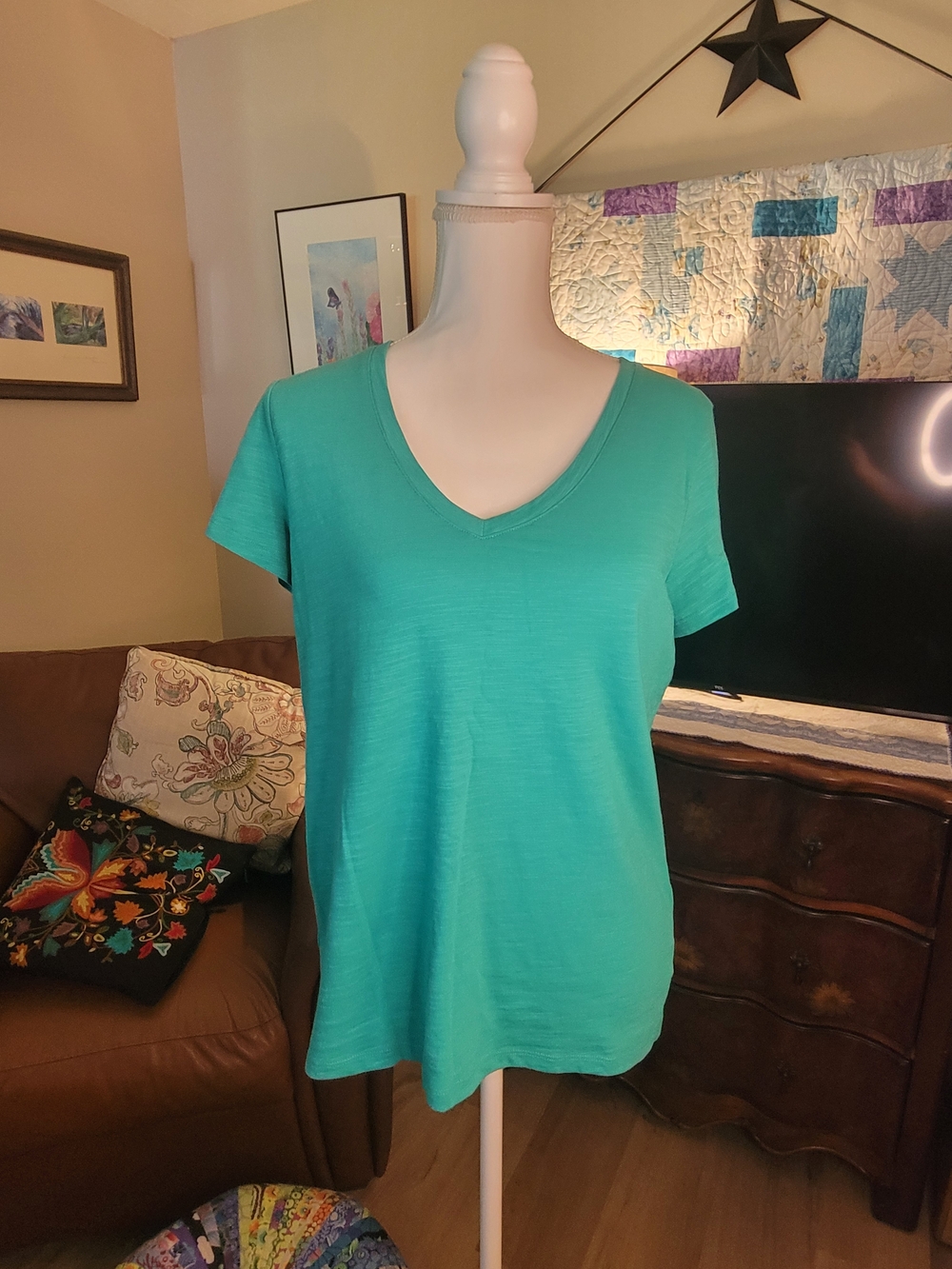 Talbots Teal V-Neck Short Sleeve Tee